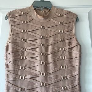 Topshop Women's Mock Neck Sleeveless Pink Bodycon Dress Size 2